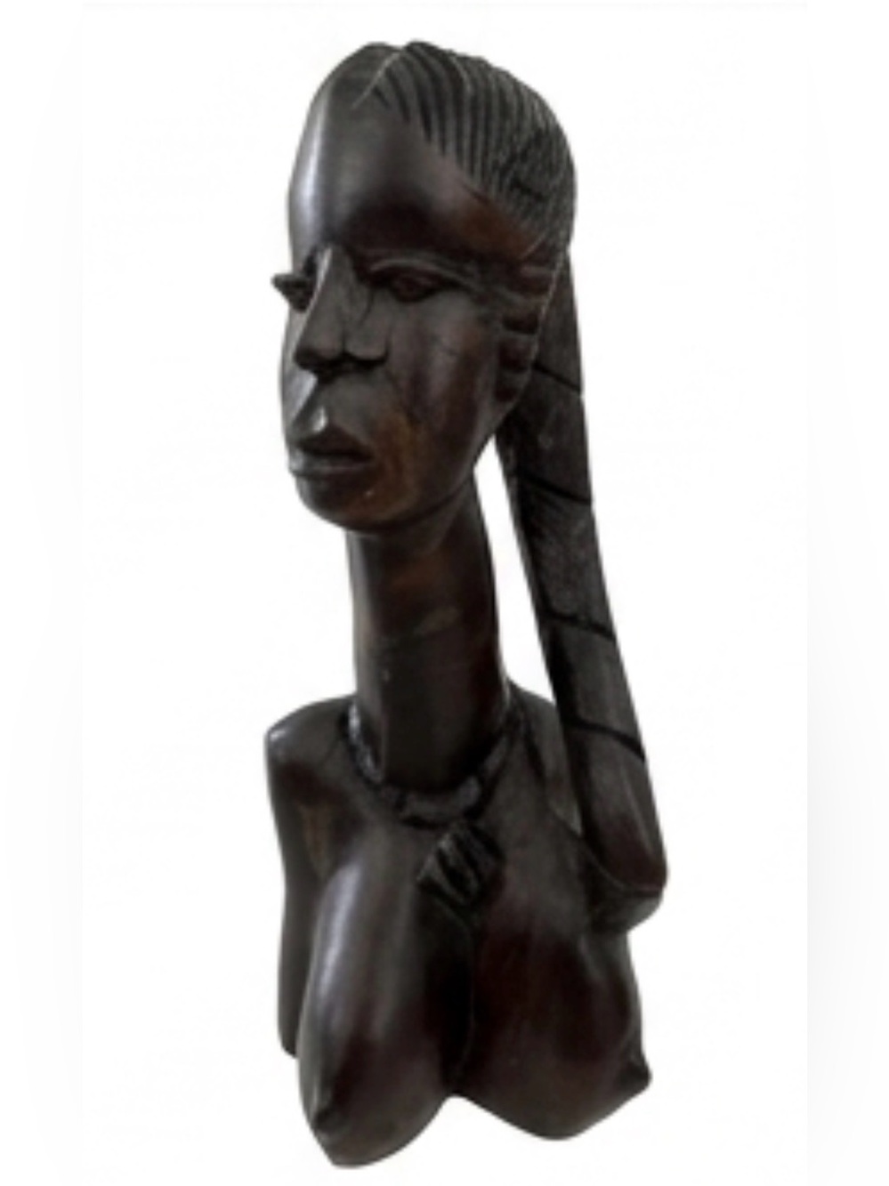 Vintage Ebony Hand-carved Bust (half body) of an Ijaw Woman - Nigeria